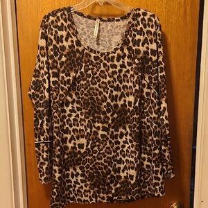 Black and Brown Oversized Long Sleeve Blouse